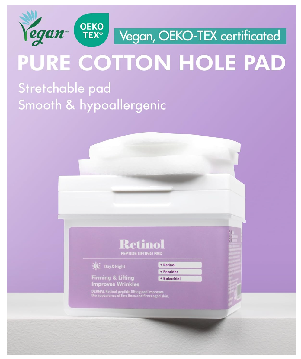 DERMAL Retinol Peptide Lifting Pad 12 Pads | Anti-Aging Toner Pads