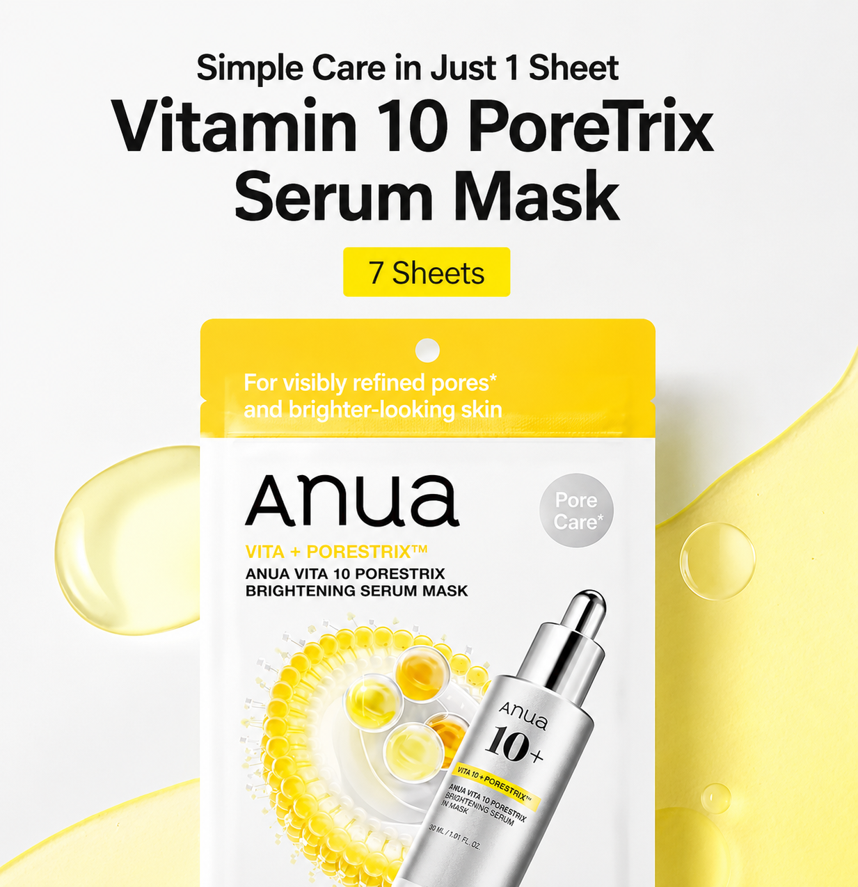 ANUA Vitamin 10 Pore-Tightening Serum Sheet Mask Pack (7 Sheets)
