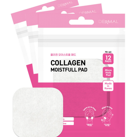 DERMAL Collagen Moistfull Toner Pads 12 Pads | Peptide Toner