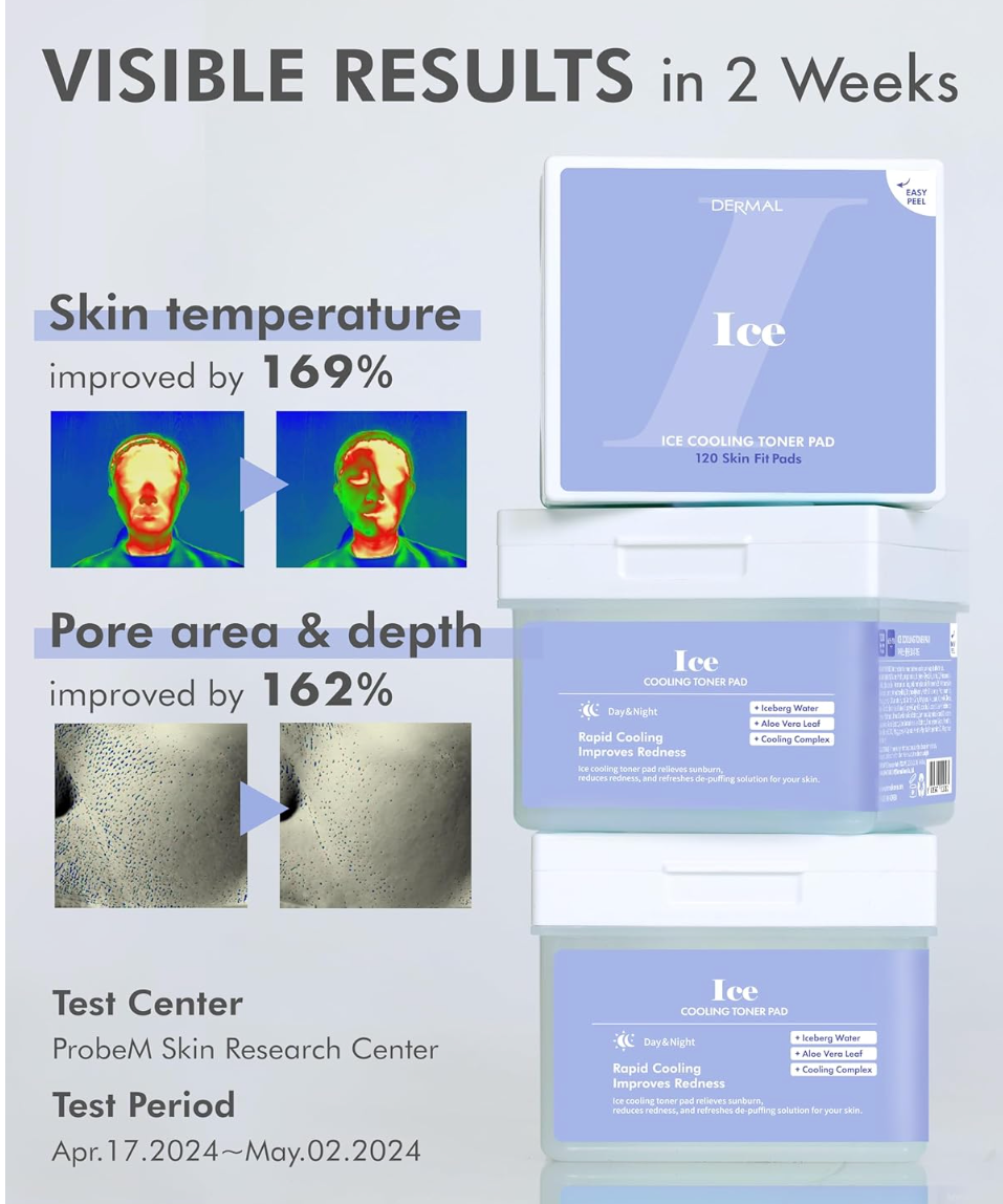 DERMAL Ice Cooling Toner Pads | Soothing Aloe Vera Toner Pads