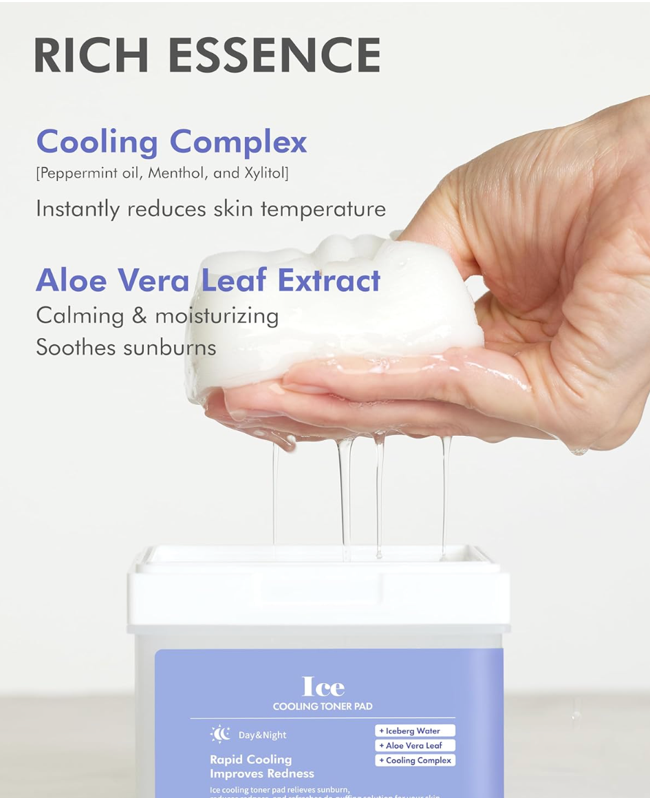 DERMAL Ice Cooling Toner Pads | Soothing Aloe Vera Toner Pads