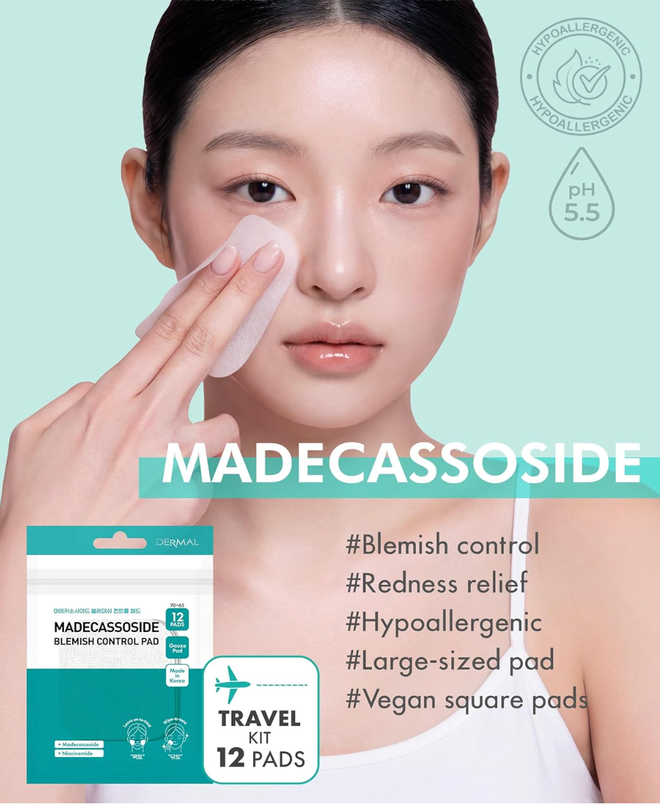 DERMAL Madecassoside Blemish Control Pads | Centella Toner Pads