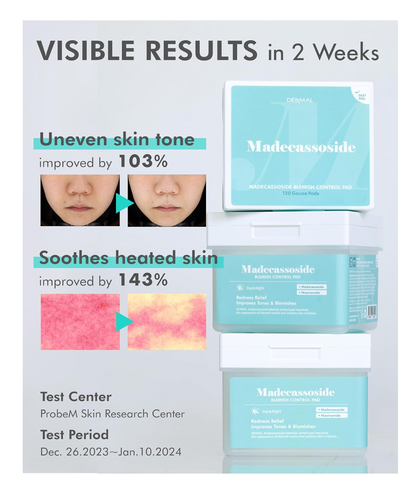 DERMAL Madecassoside Blemish Control Pads | Centella Toner Pads