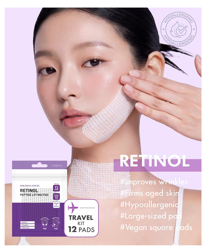 DERMAL Retinol Peptide Lifting Pad 12 Pads | Anti-Aging Toner Pads