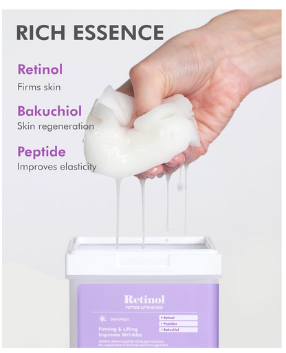 DERMAL Retinol Peptide Lifting Pad 12 Pads | Anti-Aging Toner Pads