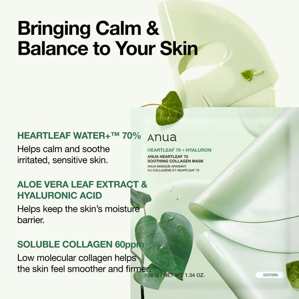Heartleaf 70 Soothing Collagen Mask Box (4pcs)