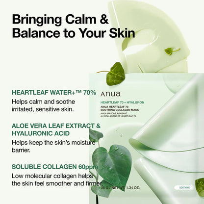 Heartleaf 70 Soothing Collagen Mask Box (4pcs)